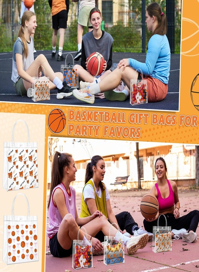 giftlyze 24 Pcs Basketball Clear Goodie Bags with Handles PVC Basketball Gift Bags Sport Theme Party Favor for Team Gifts Birthday, 8 x 8 x 3.15'' - Image 4