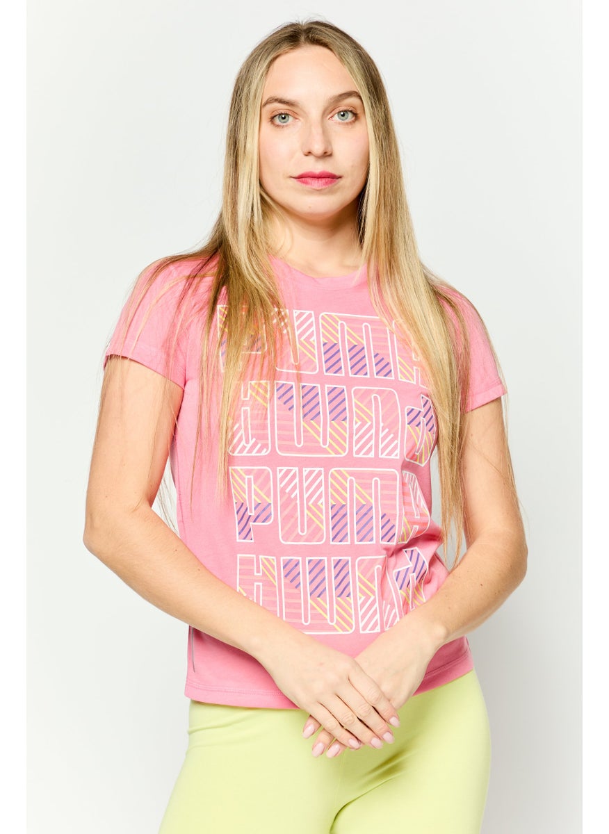 PUMA Women Sportswear Fit Short Sleeve Training Top, Pink  - Image 1