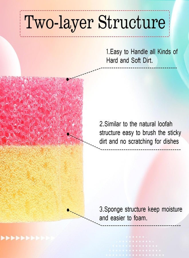 FillTouch فيل تاتش 6 قطع إسفنجات تنظيف مزدوجة الجوانب للكلاب، إسفنجات حساسة لدرجة الحرارة لطيفة لغسل الأطباق، إسفنجات متعددة الاستخدامات غير خادشة للأدوات المنزلية، 3 ألوان - Image 3