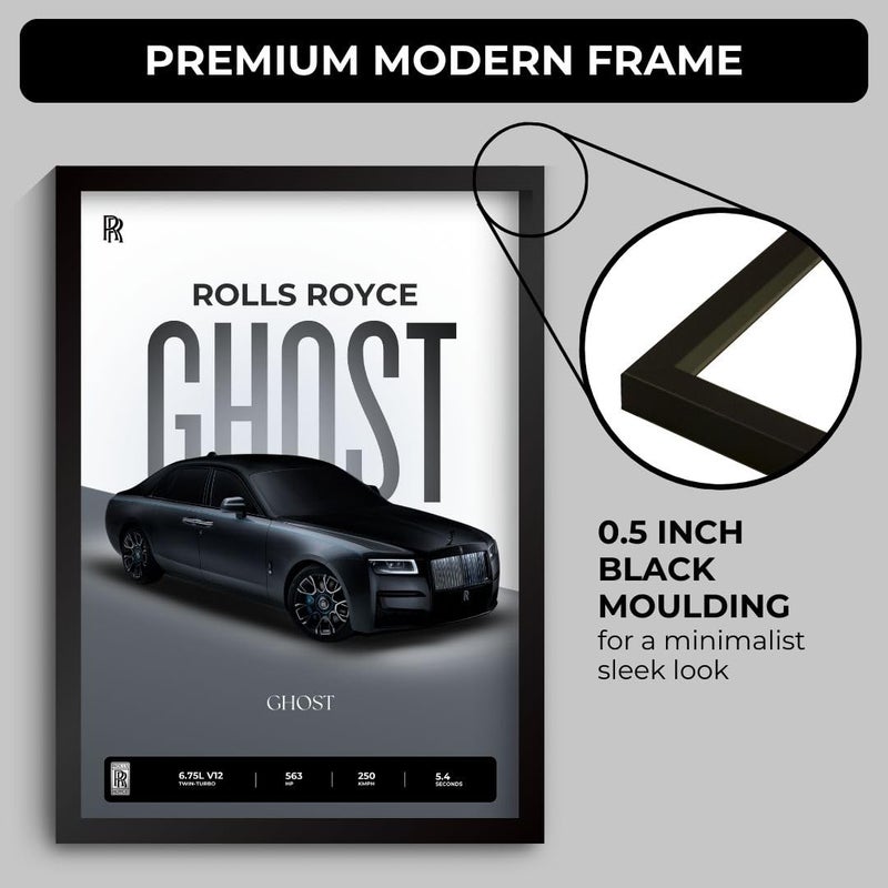 Funk You Store Rolls Royce Ghost Poster | Framed Poster of Rolls Royce Car A4 Sized (31 x 23 cm) for Wall, Gift for Boys, Car Posters | Supercar Luxury Frames Hanging, Room Decor, Gifting | RR Ghost - Image 3