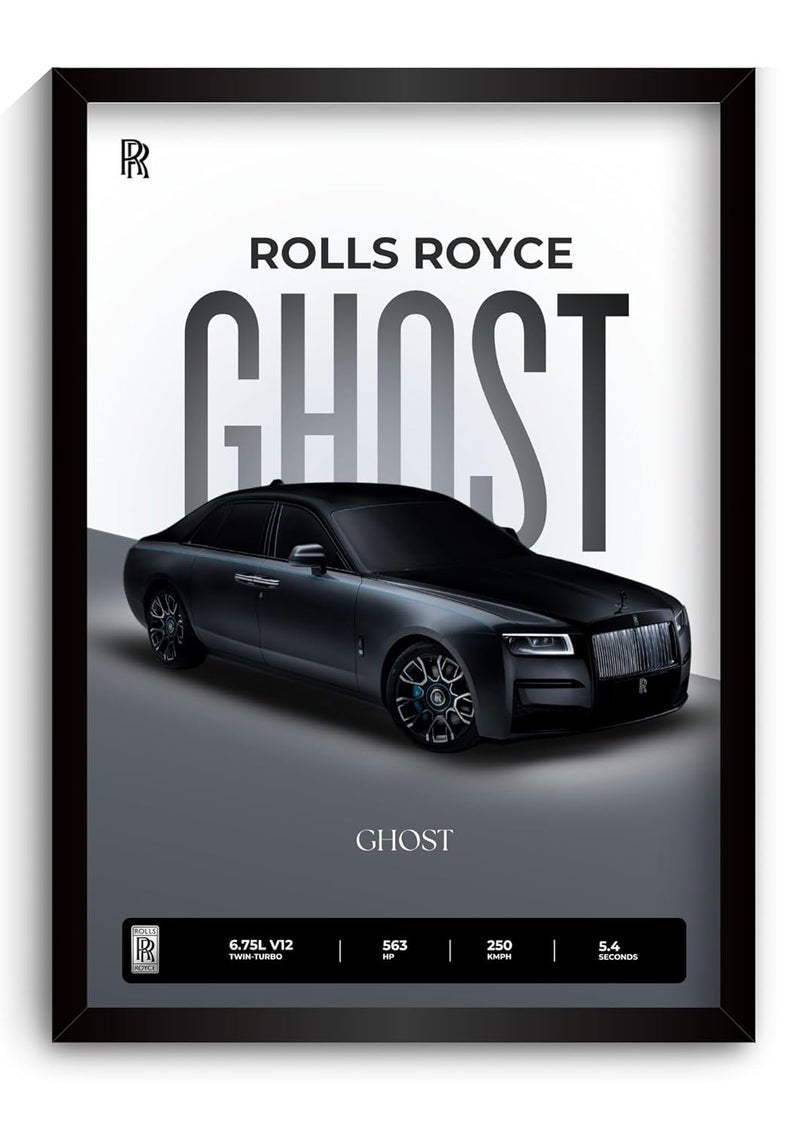 Funk You Store Rolls Royce Ghost Poster | Framed Poster of Rolls Royce Car A4 Sized (31 x 23 cm) for Wall, Gift for Boys, Car Posters | Supercar Luxury Frames Hanging, Room Decor, Gifting | RR Ghost - Image 1