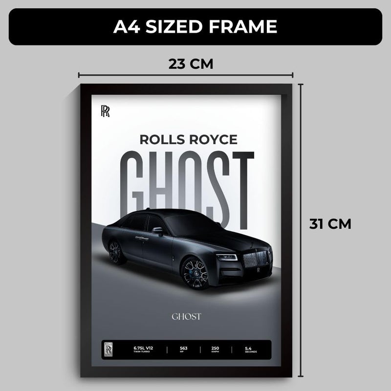Funk You Store Rolls Royce Ghost Poster | Framed Poster of Rolls Royce Car A4 Sized (31 x 23 cm) for Wall, Gift for Boys, Car Posters | Supercar Luxury Frames Hanging, Room Decor, Gifting | RR Ghost - Image 2