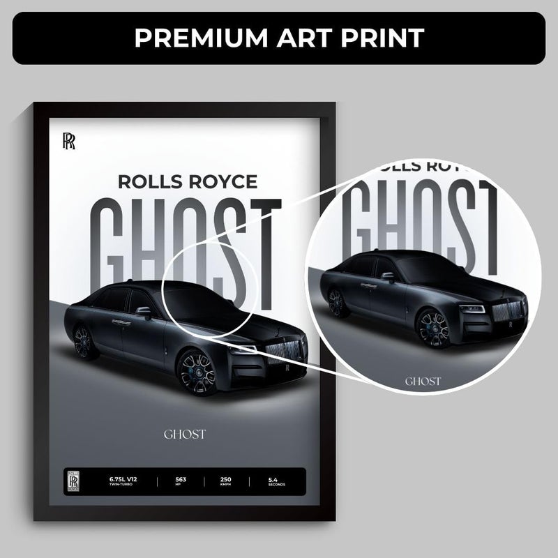 Funk You Store Rolls Royce Ghost Poster | Framed Poster of Rolls Royce Car A4 Sized (31 x 23 cm) for Wall, Gift for Boys, Car Posters | Supercar Luxury Frames Hanging, Room Decor, Gifting | RR Ghost - Image 4
