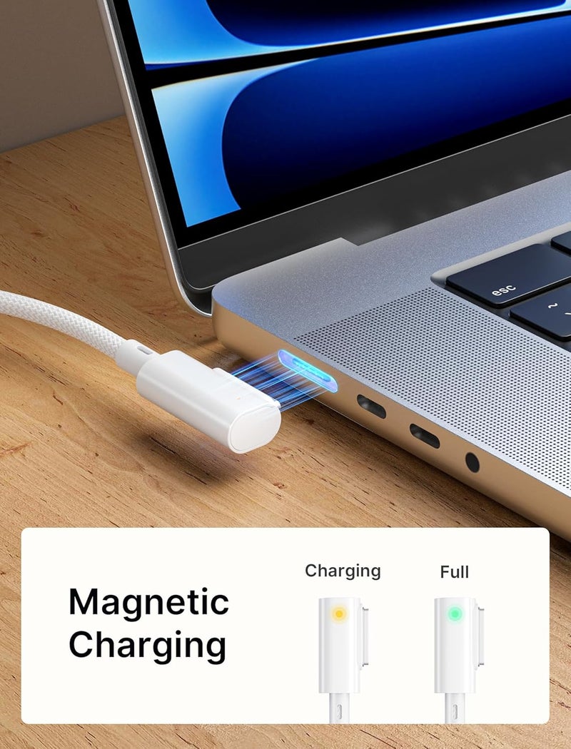 jsaux 140W USB C to Magnetic 3 Cable 3M Right Angle, Compatible with MacBook Air 2023/2022 (M2), MacBook Pro 2023 (M3, M2, 14-16 inch), MacBook Pro 2021 (M1, 14-16 inch) - Image 3