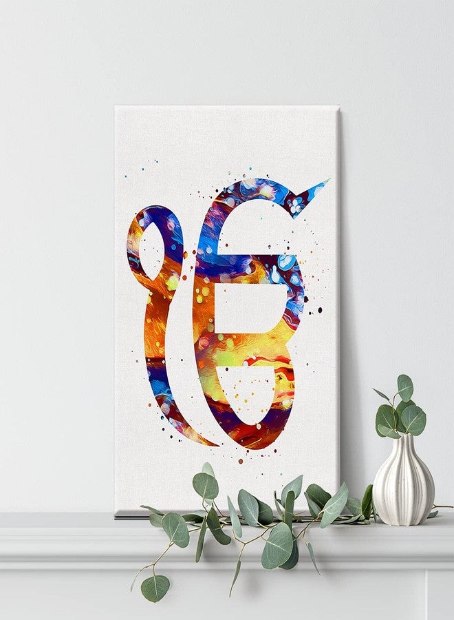 Nvhai Ek Onkar Watercolor Wall Art Khanda Symbol Canvas Painting Prints for Home Office Wall Decor Framed Sikhism Artwork Sikh Gifts (12x15 Inch) - Image 5
