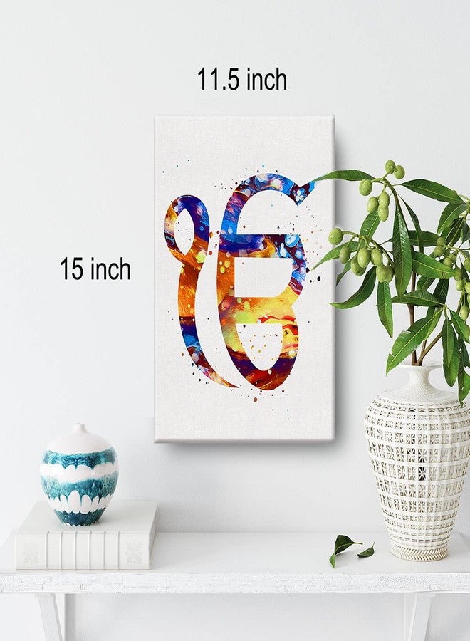 Nvhai Ek Onkar Watercolor Wall Art Khanda Symbol Canvas Painting Prints for Home Office Wall Decor Framed Sikhism Artwork Sikh Gifts (12x15 Inch) - Image 2