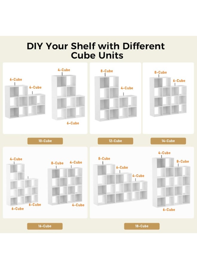 NANAO منظم تخزين مكعبات خشبية 8 مع ظهر مفتوح وألواح خلفية قابلة للإزالة، رف تخزين مكعب أبيض 11 إنش، خزانة رف مكعبات لمكتب المنزل أو غرفة النوم أو غرفة المعيشة، عمودي أو أفقي - Image 5