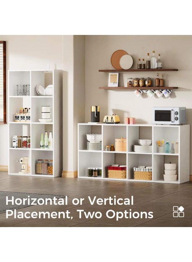 NANAO منظم تخزين مكعبات خشبية 8 مع ظهر مفتوح وألواح خلفية قابلة للإزالة، رف تخزين مكعب أبيض 11 إنش، خزانة رف مكعبات لمكتب المنزل أو غرفة النوم أو غرفة المعيشة، عمودي أو أفقي - Image 3