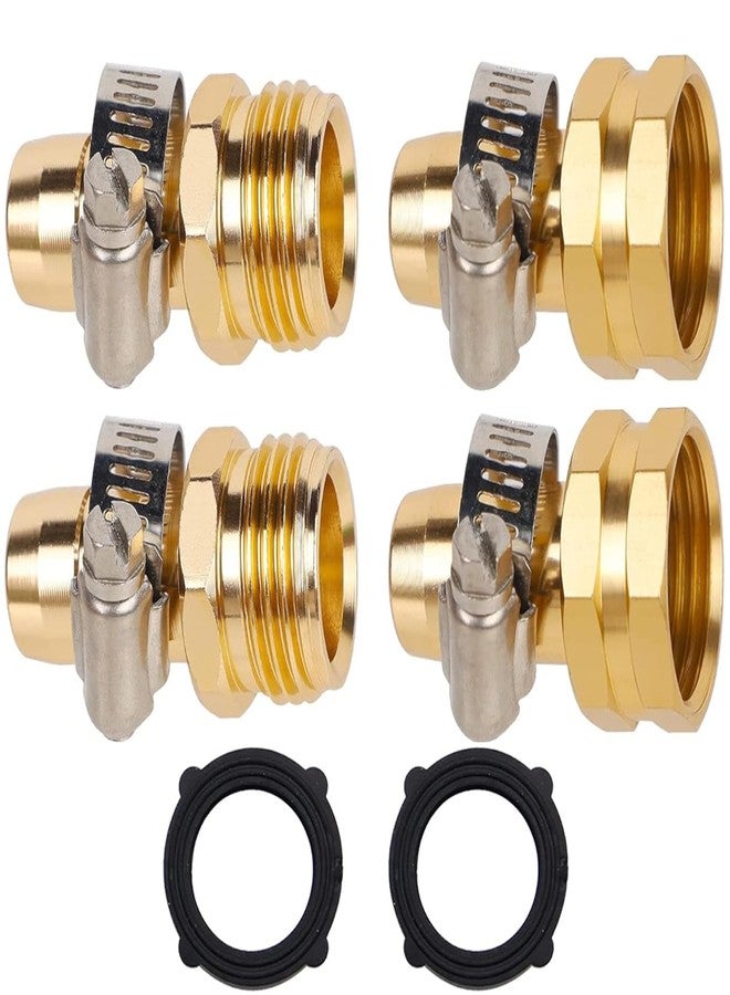 Biswing Garden Hose Repair Connector with Clamps, 5/8" Barb x 3/4" GHT Thread Aluminum Water Hose Pipe Repair Kit, Female and Male Hose Connectors with Stainless Steel Clamp, 2 Pack - Image 1