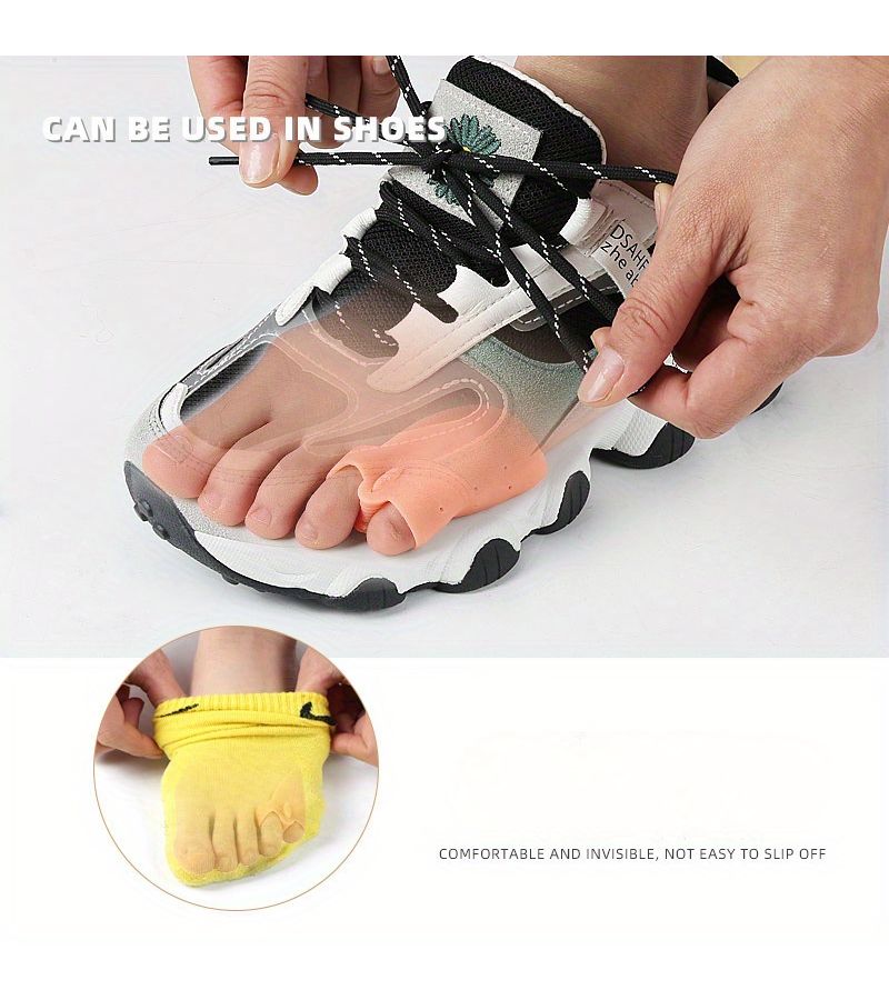 Apricot Yellow Adjustable Toe Separator Dual Ring Soft Toe Spreader 1 Pair - Image 3