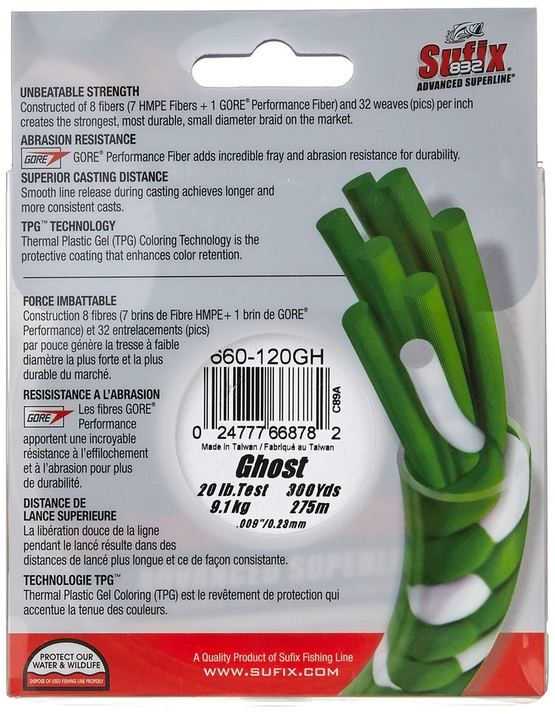 Sufix 832 Braid 20 lb Ghost 300 yards - Image 3