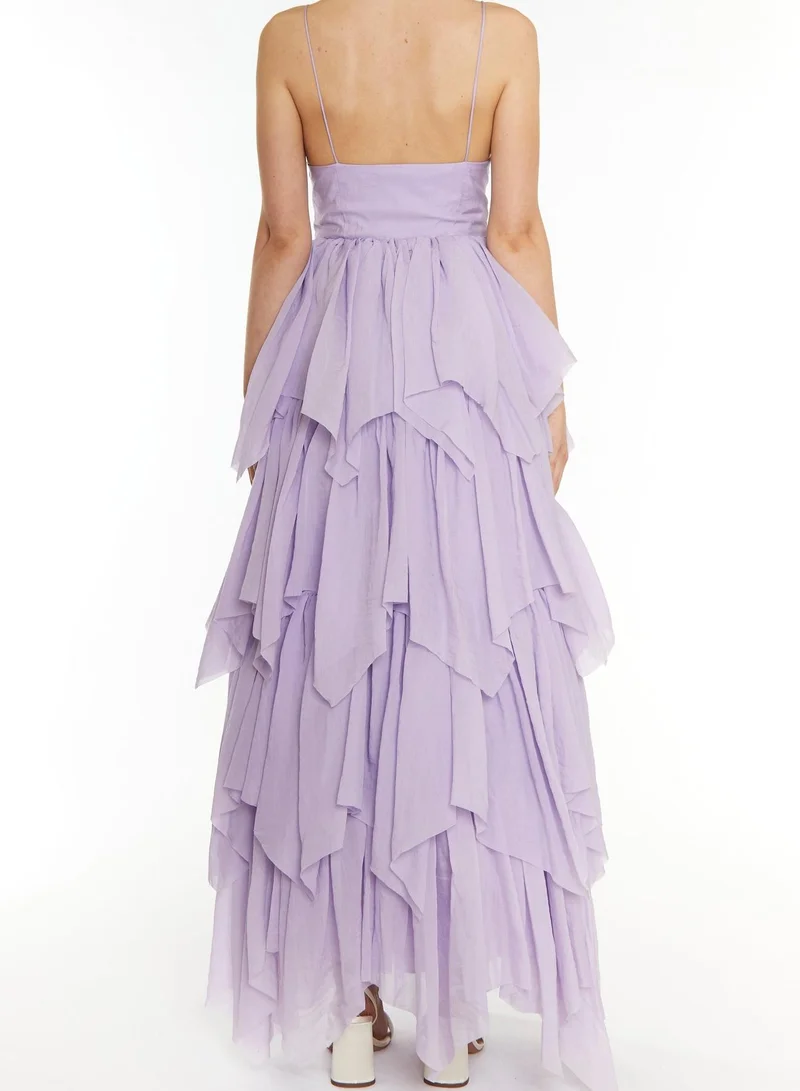 True Decadence Sadie Lilac Layered Hanky-Hem Tulle Maxi Dress