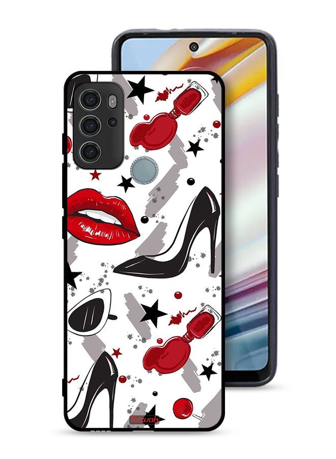 Tolwak Motorola Moto G60S Protective Case Cover Lipstick And Shoes Art - Image 1