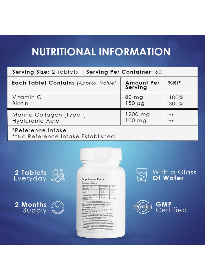أمبروسيال أمبروسيل 100% كولاجين بحري مع حمض الهيالورونيك وفيتامين سي والبيوتين - كولاجين بحري عالي القوة من النوع الأول - صنع في المملكة المتحدة - غير معدل وراثيًا وخالي من الغلوتين - 120 قرصًا - Image 4
