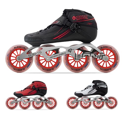 Bont Jet Inline Speed Skates - Vegan, Heat Moldable Racing Package with Carbon Fiber Boot, Elemental Wheels, and ABEC7 Bearings(White/Black,41/8) - Image 1