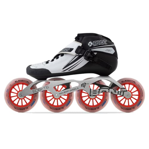 Bont Jet Inline Speed Skates - Vegan, Heat Moldable Racing Package with Carbon Fiber Boot, Elemental Wheels, and ABEC7 Bearings(White/Black,41/8) - Image 2