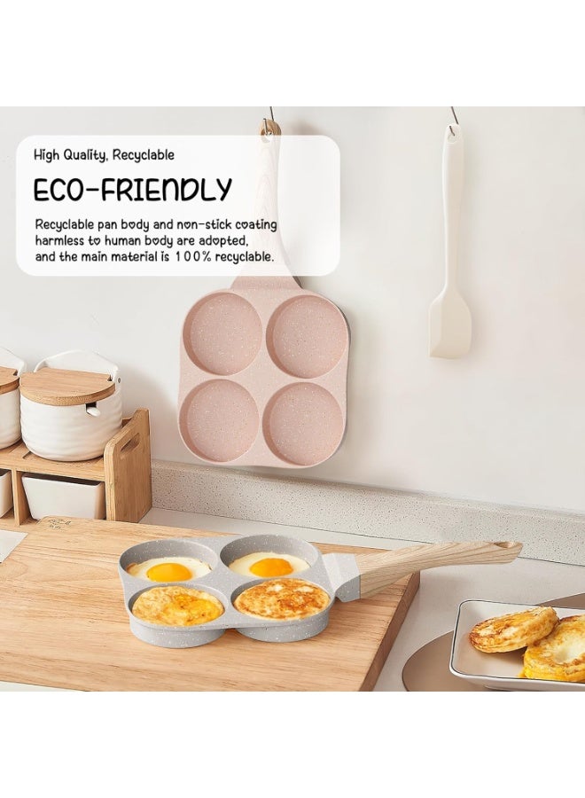 Egg Omelette Pan with spatula, 4-Cup Nonstick Granite Omelette Skillet Breakfast Frying Pan Egg Cooker Suitable for Gas Stove u0026 Induction Cookware, PFOA PFOS Free Round Shaped - Image 5