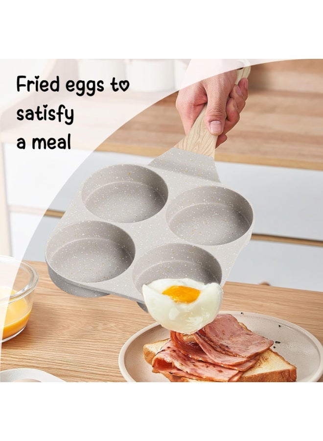 Egg Omelette Pan with spatula, 4-Cup Nonstick Granite Omelette Skillet Breakfast Frying Pan Egg Cooker Suitable for Gas Stove u0026 Induction Cookware, PFOA PFOS Free Round Shaped - Image 4
