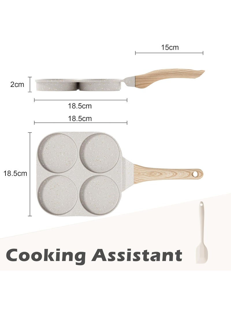 Egg Omelette Pan with spatula, 4-Cup Nonstick Granite Omelette Skillet Breakfast Frying Pan Egg Cooker Suitable for Gas Stove u0026 Induction Cookware, PFOA PFOS Free Round Shaped - Image 2