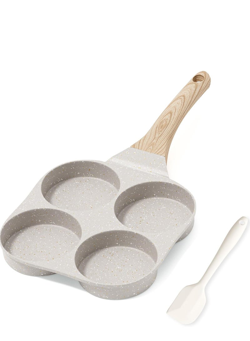 Egg Omelette Pan with spatula, 4-Cup Nonstick Granite Omelette Skillet Breakfast Frying Pan Egg Cooker Suitable for Gas Stove u0026 Induction Cookware, PFOA PFOS Free Round Shaped - Image 1