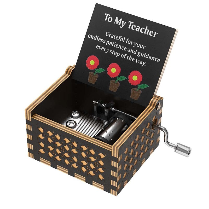 Ucuber Teacher Appreciation Music BoxPlay You are My Sunshine Wood Black Best Gift for Teacher Thanksgiving Christmas Cute Student Teacher Gifts Novelty Daycare Teacher Gift