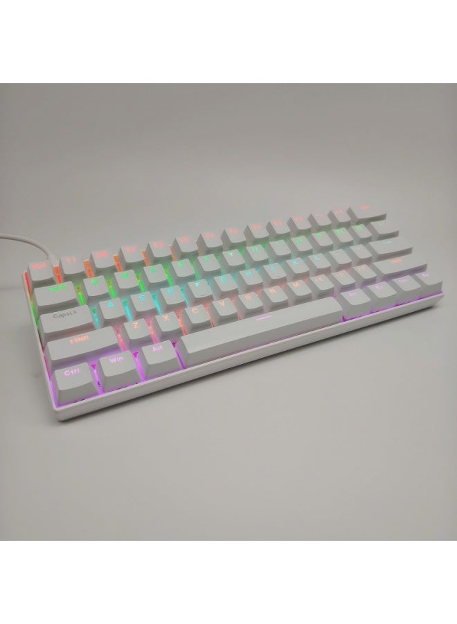 Special Spirit Key 61 Key Real Mechanical Keyboard Mixed Light Wired Green Tea Shaft Game-Color:White (green Shaft) - Image 1