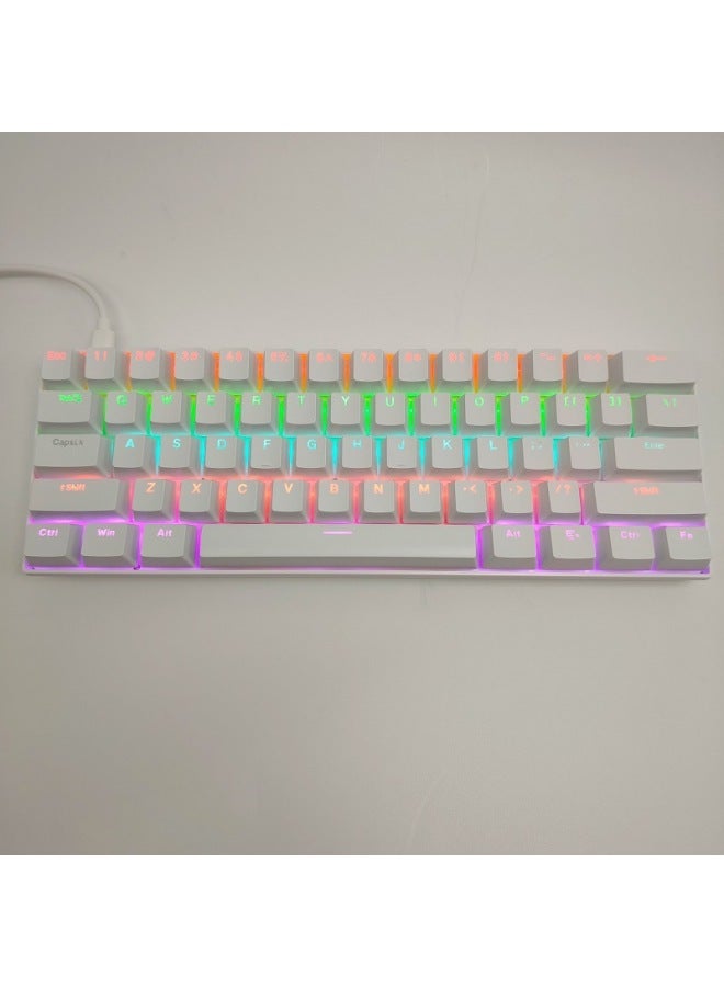 Special Spirit Key 61 Key Real Mechanical Keyboard Mixed Light Wired Green Tea Shaft Game-Color:White (green Shaft) - Image 5