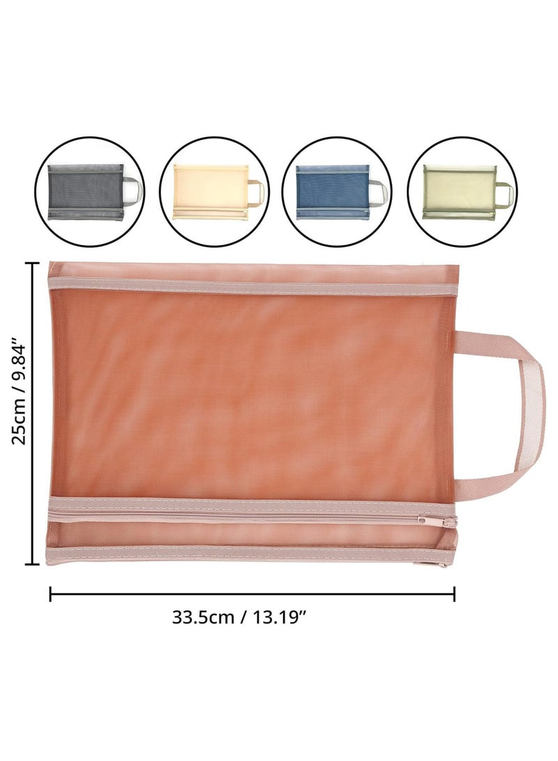 CMGTYYD 5 Pack Colored Mesh Zipper Pouch Bags, Double-Layer Nylon Puzzle Building Block Sets Toy Storage & Organization, Breathable See Through A4 Zipper Pouch with Handle for School Office Games  - Image 2