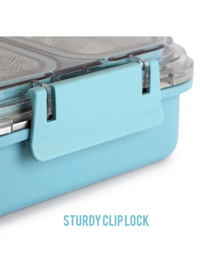 Cello CELLO Tri Lunch Insulated Lunch Box | Inner Stainless Steel Compartment | Silicon Seal in The Lid with with 4 Sided Click Locks | Ideal for College,Office, Outdoor Activities | Light Blue | Set of 1  - Image 3