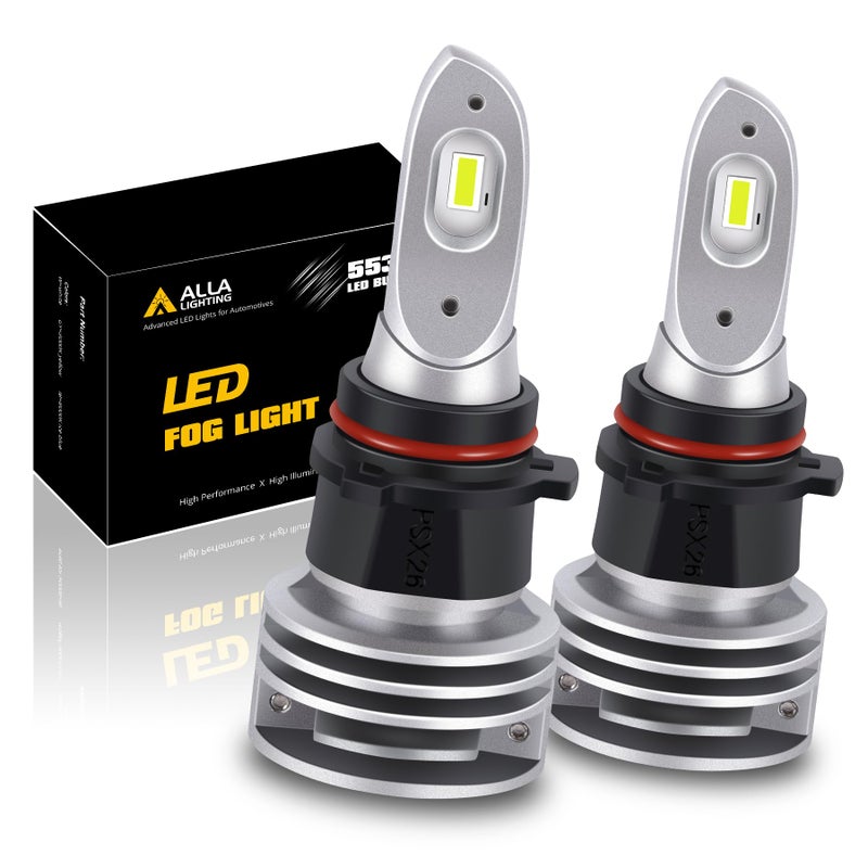 Alla Lighting 5200 Lumens 12278 PSX26W CANBus LED Bulbs 6500K Xenon White Fog Lights H28W 12278 C1 12V Replacement Xtreme Super Bright Upgrade