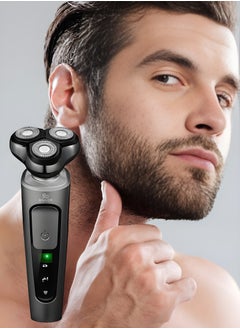 MASINGAA 4-in-1 Electric Razor for Men, Rechargeable Rotary Shaver with Washable 3D Floating Head, Trimmer & Grooming Kit, Perfect Gift for Fathers & Husbands (Black)  - Image 1