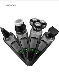 MASINGAA 4-in-1 Electric Razor for Men, Rechargeable Rotary Shaver with Washable 3D Floating Head, Trimmer & Grooming Kit, Perfect Gift for Fathers & Husbands (Black)  - Image 2