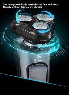 MASINGAA 4-in-1 Electric Razor for Men, Rechargeable Rotary Shaver with Washable 3D Floating Head, Trimmer & Grooming Kit, Perfect Gift for Fathers & Husbands (Black)  - Image 3