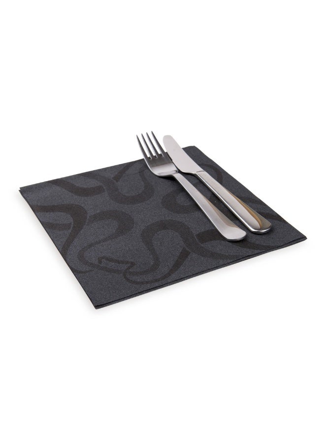 Restaurantware Luxenap 15.75 Inch Disposable Napkins, 600 Soft Linen Like Napkins - Absorbent, Air Laid, Black With Vintage Pattern Paper Cloth Like Napkins, Pre-folded, For Dinner Party Guests  - Image 2