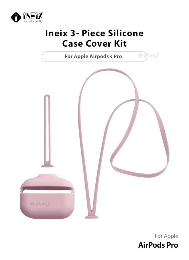 INEIX - 3-Piece Soft Silicone Case Cover For Apple AirPods Pro Pink Sand - Image 1