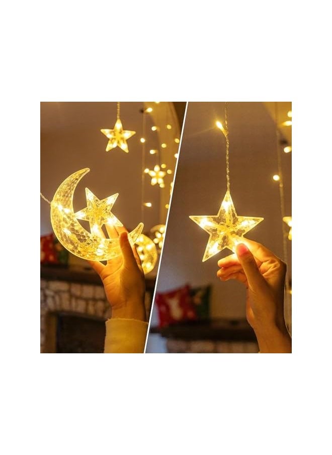 The Bros Ramadan Lights Decorations LED Star Moon Curtain Lights - Ramadan Mubarak Decorations - Ramadan String Lights Decoration for Home 2025, زينه رمضان كريم ديكور  - Image 4
