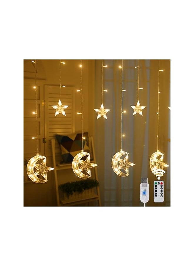 The Bros Ramadan Lights Decorations LED Star Moon Curtain Lights - Ramadan Mubarak Decorations - Ramadan String Lights Decoration for Home 2025, زينه رمضان كريم ديكور  - Image 5