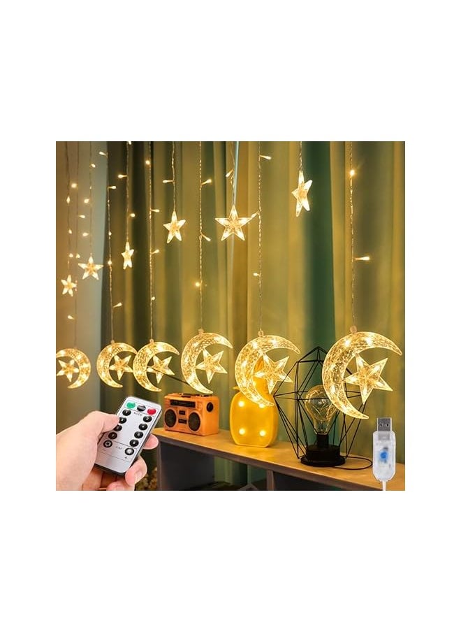 The Bros Ramadan Lights Decorations LED Star Moon Curtain Lights - Ramadan Mubarak Decorations - Ramadan String Lights Decoration for Home 2025, زينه رمضان كريم ديكور  - Image 2