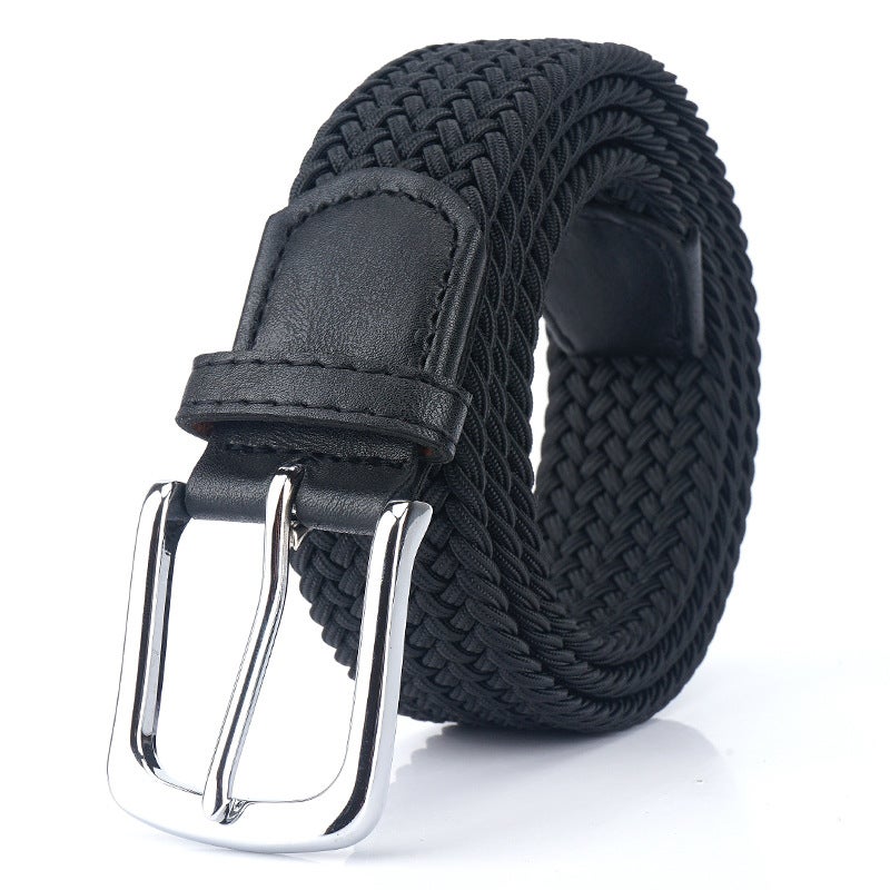 Casual Belt: 125CM Black Elastic Silk Material - Effortless Adjustable Pin Buckle Flexible Design for Casual Wear - Image 1