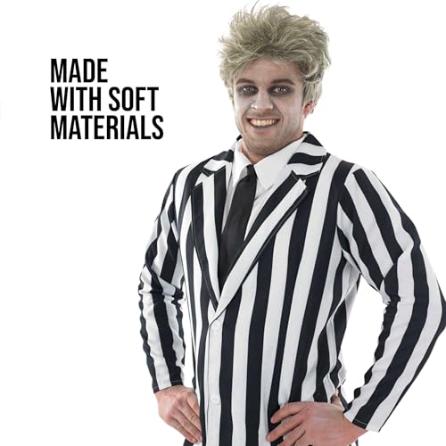 fun shack Black and White Striped Suit Mens Costume, Halloween Costumes for Adults, Halloween Costumes for men, L - Image 4