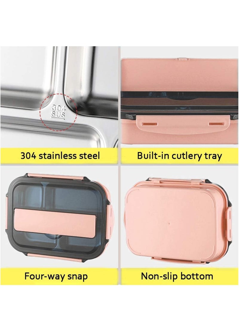 DubaiGallery Stainless Steel Bento Box Leakproof Stackable Large Capacity Safe Lunch Container - Pink - Image 3