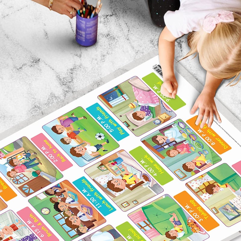 GoWoo Set of 2 EMOTIONS and DAILY ROUTINE Early Learning Educational Charts for Kids | 20"X30" inch |Non-Tearable and Waterproof | Double Sided Laminated | Perfect for Homeschooling, Kindergarten and Nursery Students - Image 5