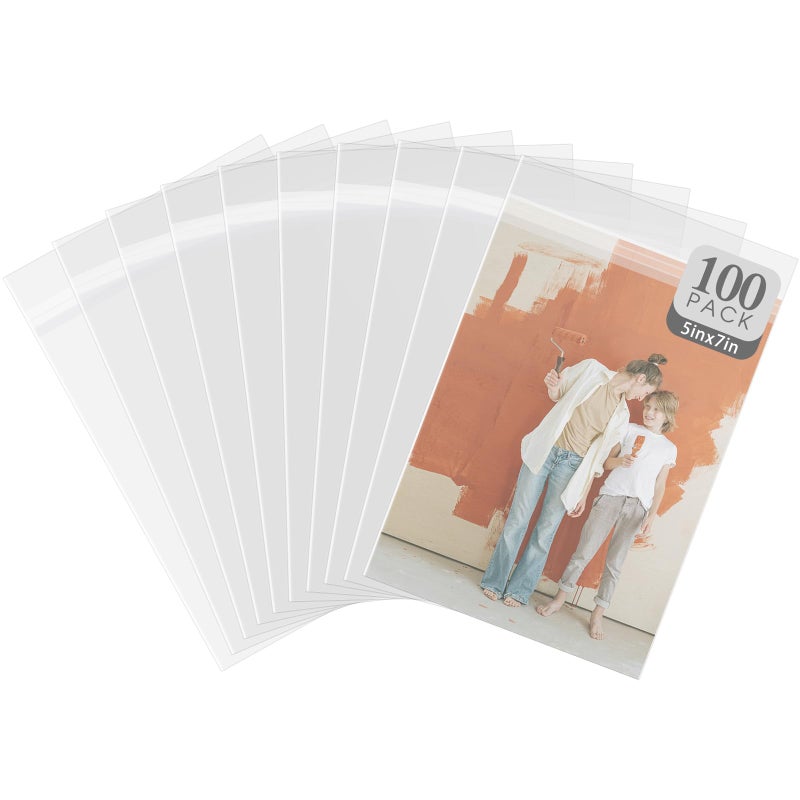 Golden State Art Golden State Art Pack of 100 5 14 X 7 18 inches AcidFree Transparent Sleeves Storage Bags for 5x7 Photo Framing Mats Mattes