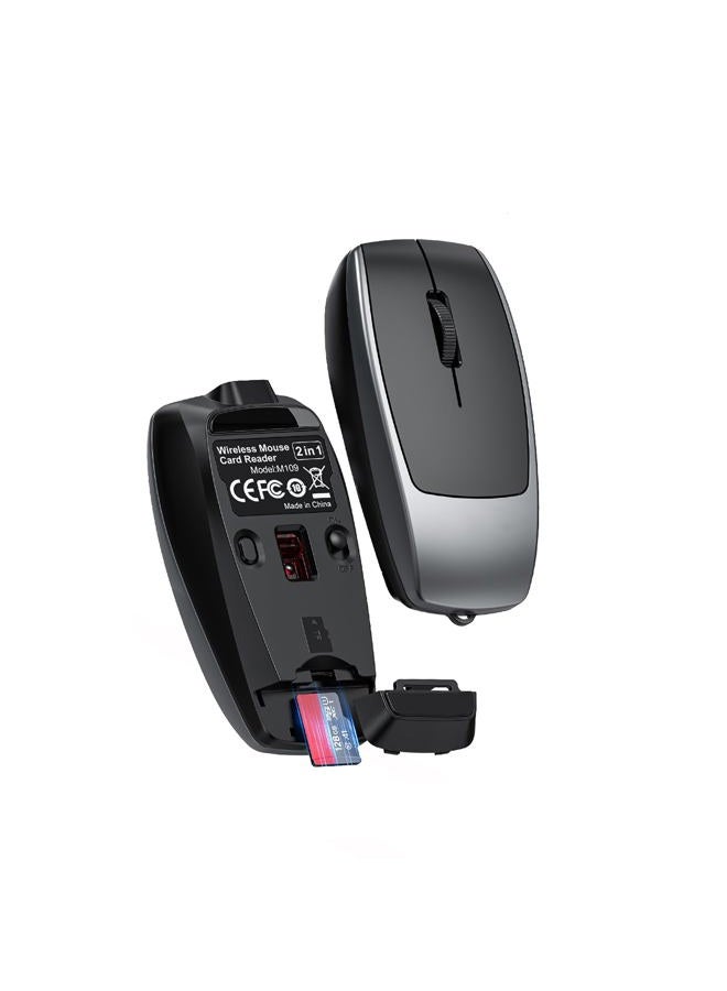 Mini Bluetooth Mouse Rechargeable with TF Card Reader (Max 2TB),Great idea for Kids,Travel and Gift-Gray - Image 1