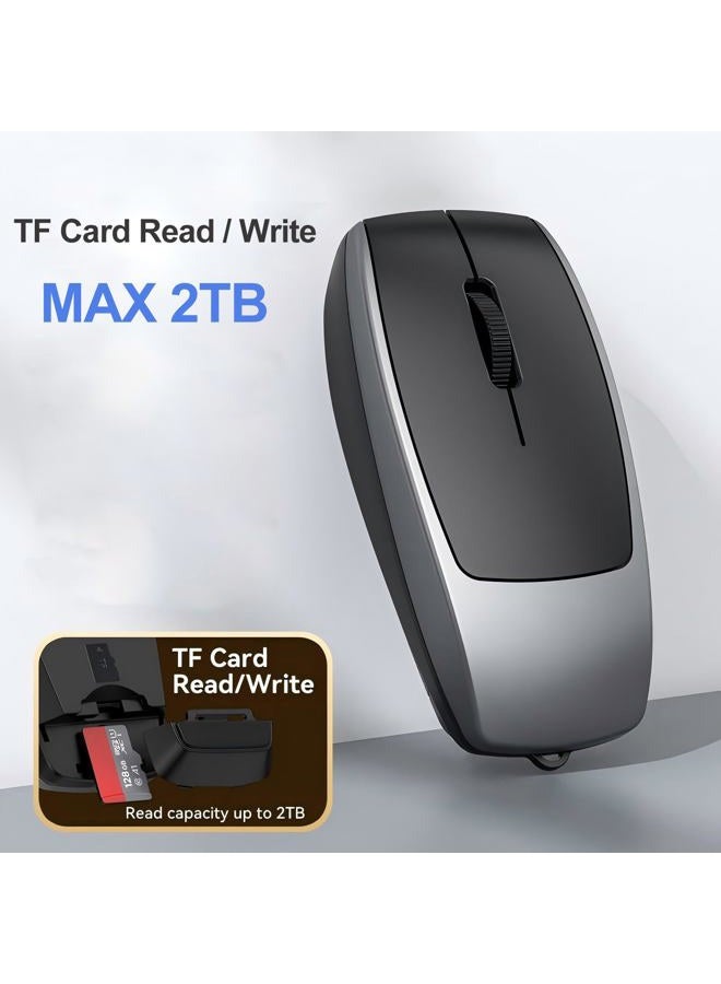 Mini Bluetooth Mouse Rechargeable with TF Card Reader (Max 2TB),Great idea for Kids,Travel and Gift-Gray - Image 3