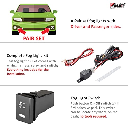 Winjet Compatible with [2014 2015 2016 Toyota Corolla] Driving Fog Lights + Switch + Wiring Kit - Image 2