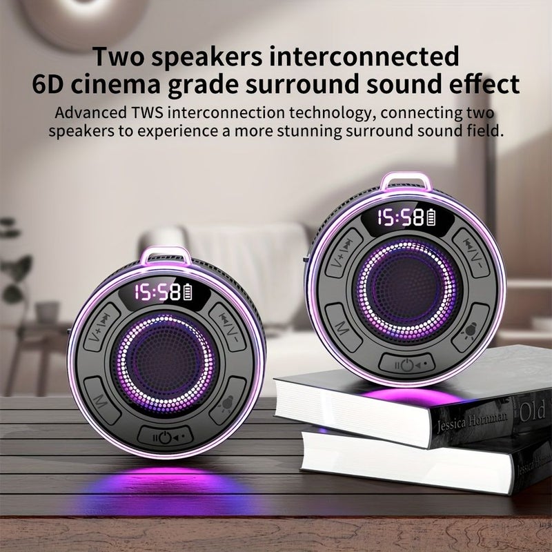 Portable Wireless Speaker S3 Blue IPX7 Waterproof USB Rechargeable 10 Hour Playtime HD Sound Quality RGB Lighting Bathroom Suction Cup For Parties Travel Outdoor - Image 5