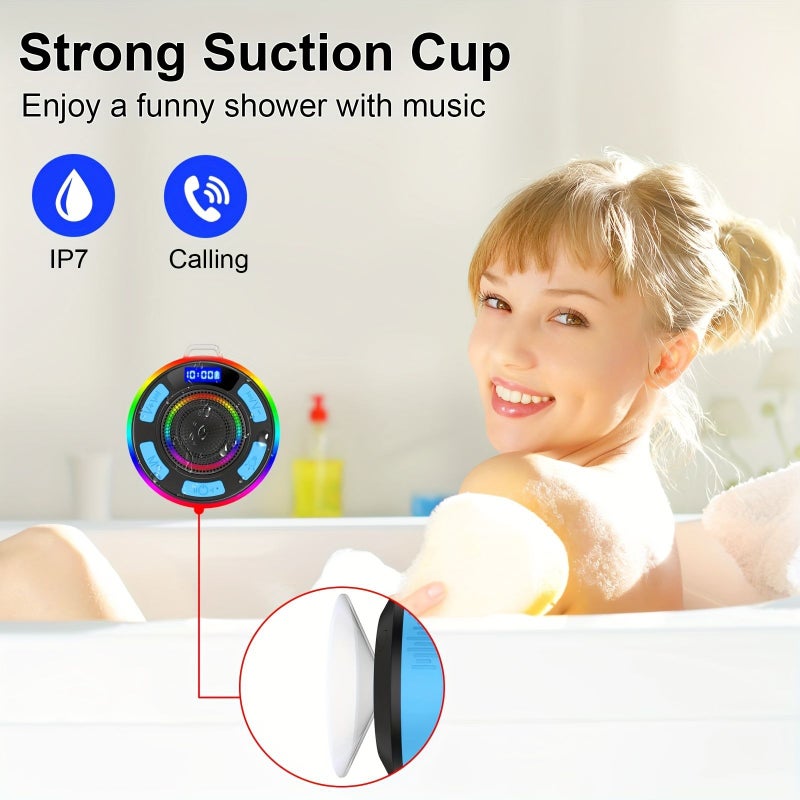 Portable Wireless Speaker S3 Blue IPX7 Waterproof USB Rechargeable 10 Hour Playtime HD Sound Quality RGB Lighting Bathroom Suction Cup For Parties Travel Outdoor - Image 3