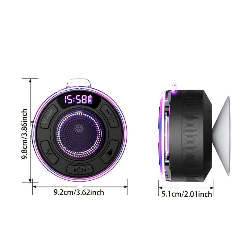 Portable Wireless Speaker S3 Blue IPX7 Waterproof USB Rechargeable 10 Hour Playtime HD Sound Quality RGB Lighting Bathroom Suction Cup For Parties Travel Outdoor - Image 2
