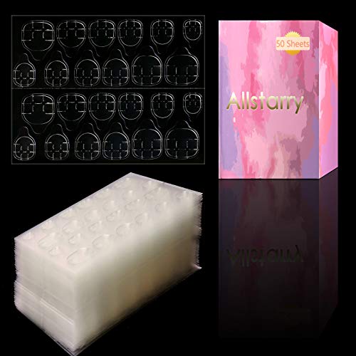 Allstarry 1200pcs (50 Sheets) Adhesive Tabs Ultrathin Waterproof Breathable Double-Sided Jelly Nail Sticker Super Sticky False Nail Glue Sticker Transparent Flexible for Manicure - Image 1